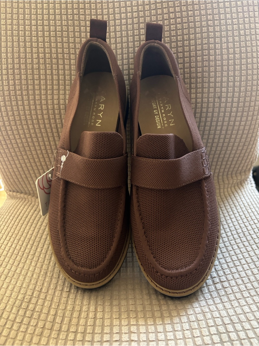 Taryn Rose Amy Brown Woven Penny Loafers
